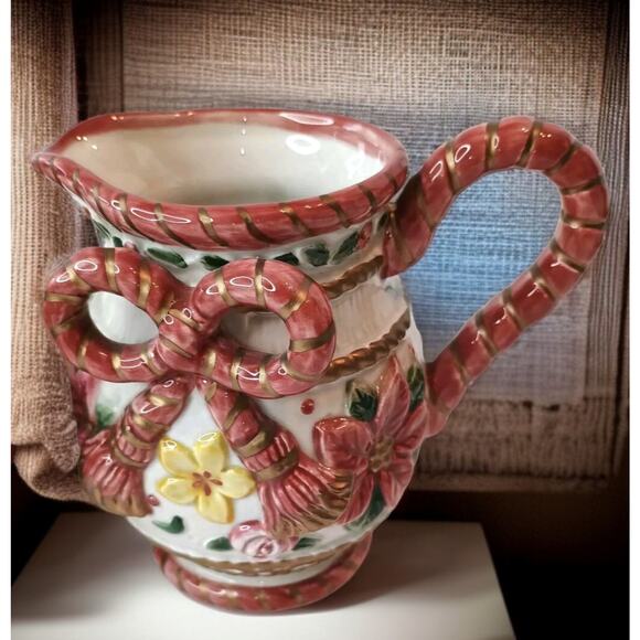 Fitz and Floyd Father Christmas Sugar Bowl with Lid and Spoon and Creamer Set - Picture 5 of 8